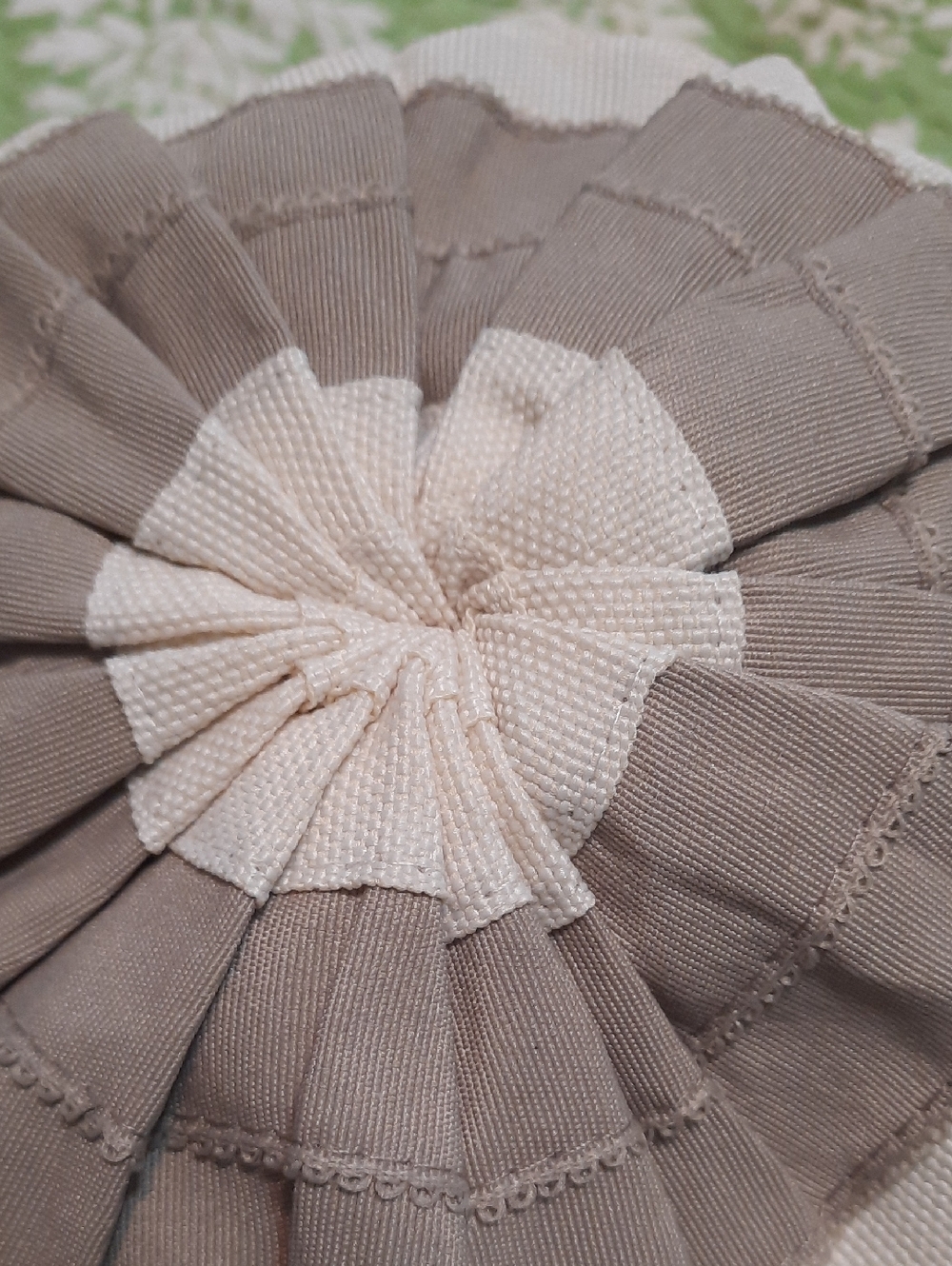 San Diego Hat Company Taupe and Cream Pleated Bucket Hat with Braided Trim - Picture 3 of 5